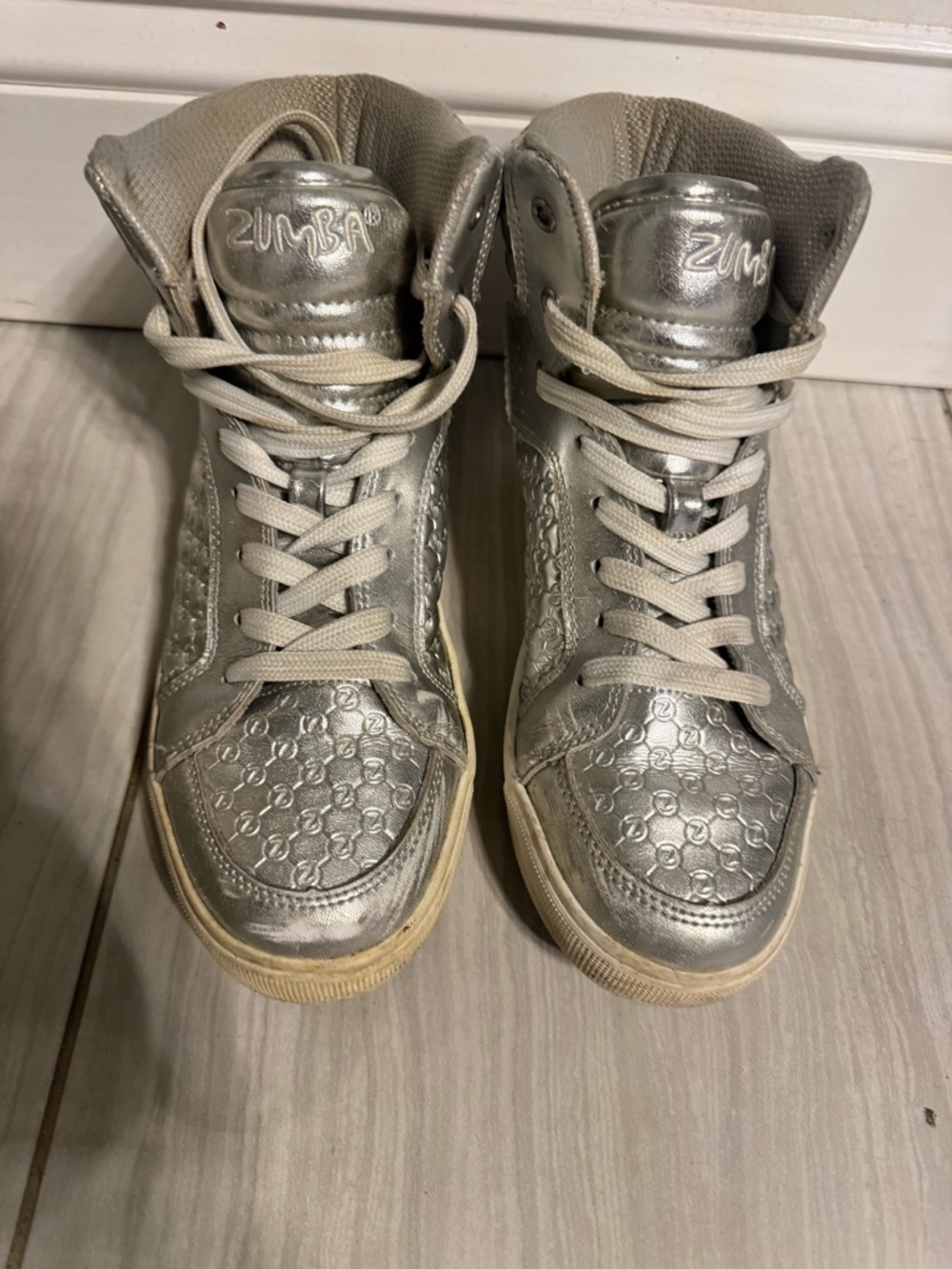 Zumba street boss high tops silver metallic sneakers